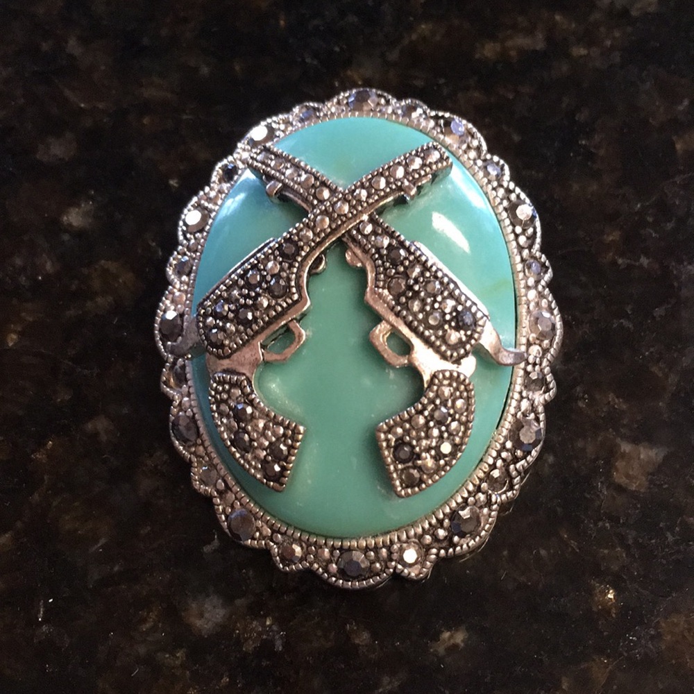 Western Rhinestone Pistols Pendant for necklace - Picture 6 of 14